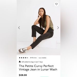 Madewell Petite Curvy Perfect Vintage Jean in Lunar Wash, Size 28P